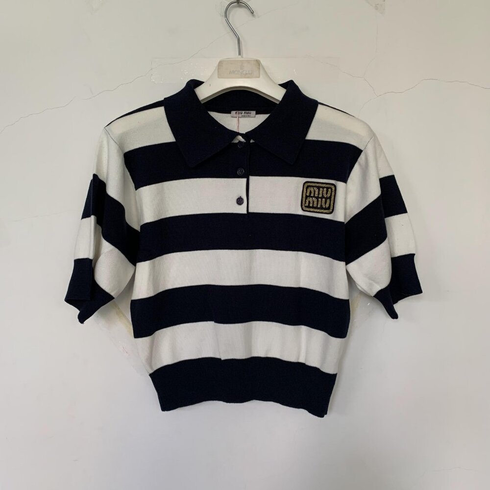 Miu miu Striped polo knit sweater
